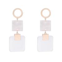 Zinc Alloy Drop Earring, with Acetate & Wood, real gold plated, for woman 70mm 