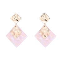 Zinc Alloy Drop Earring, with Acetate, Rhombus, real gold plated, for woman 47mm 