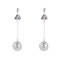 Zinc Alloy Drop Earring, with Crystal, platinum color plated, for woman 51mm 