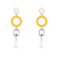 Zinc Alloy Drop Earring, with Crystal & Acrylic, gold color plated, for woman 60mm 