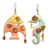 Zinc Alloy Asymmetric Earrings, with Crystal, for woman & with rhinestone 