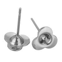 Stainless Steel Earring Stud Component, Flower, original color 3mm,0.8mm 