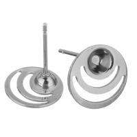 Stainless Steel Earring Stud Component, original color, 9mm,3mm,0.8mm 