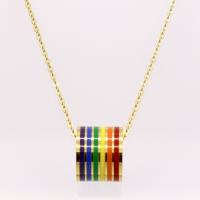 Stainless Steel Jewelry Necklace, with 1.96lnch extender chain, plated, Unisex & oval chain & enamel Approx 16.5 Inch 