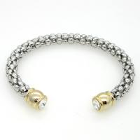 Stainless Steel Cuff Bangle, plated, adjustable & for woman & with rhinestone, 7mm, Inner Approx 58mm 