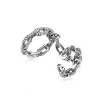 Brass Double Chain Link Finger Ring, silver color plated, Unisex & micro pave cubic zirconia 