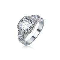 Cubic Zirconia Micro Pave Brass Finger Ring, silver color plated & micro pave cubic zirconia & for woman, 11mm 