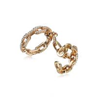 Brass Double Chain Link Finger Ring, gold color plated, Unisex & micro pave cubic zirconia 