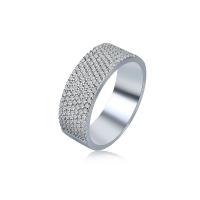 Цирконий Micro Pave Латунь палец кольцо, плакирован серебром, Мужская & разный размер для выбора & инкрустированное микро кубического циркония, 6mm, продается PC