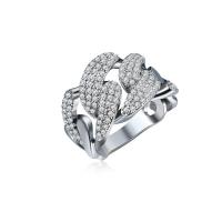 Cubic Zirconia Micro Pave Brass Finger Ring, silver color plated, Unisex & micro pave cubic zirconia, 15mm 