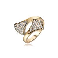 Anilo de dedo de latón, metal, Hoja, chapado en color dorado, unisexo & diverso tamaño para la opción & con diamantes de imitación, 10mm, Vendido por UD