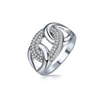 Cubic Zirconia Micro Pave Brass Finger Ring, silver color plated, Unisex & micro pave cubic zirconia 