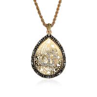 Rhinestone Zinc Alloy Necklace, Teardrop, gold color plated, byzantine chain & for woman & enamel & with rhinestone Approx 17.72 Inch 