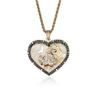 Rhinestone Zinc Alloy Necklace, Heart, gold color plated, for woman & enamel & with rhinestone Approx 17.72 Inch 