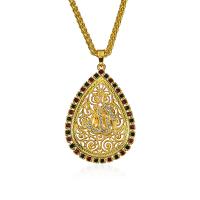 Rhinestone Zinc Alloy Necklace, Teardrop, gold color plated, for woman & with rhinestone Approx 17.72 Inch 