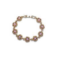Cubic Zirconia Zinc Alloy Bracelet, Flower, gold color plated, micro pave cubic zirconia & for woman Approx 6.89 Inch 