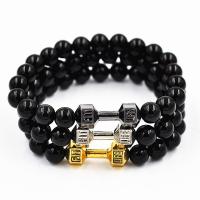 Glass Jewelry Beads Bracelets, Zinc Alloy, with Glass, Barbell, plated, Unisex 8mm Approx 7.09 Inch 
