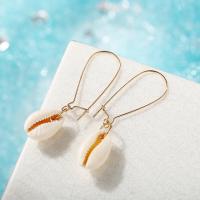 Zinc Alloy Drop Earring, with Shell, Shell, gold color plated, fashion jewelry & for woman 