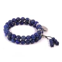 Natural Lapis Lazuli Bracelet, plated, Unisex .2 Inch 