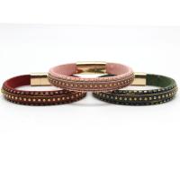 PU Leather Cord Bracelets, with Velveteen, plated, Unisex .6 Inch 