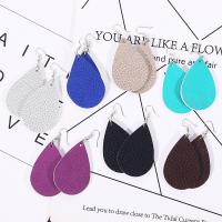 PU Leather Drop Earring, with Stainless Steel, for woman 