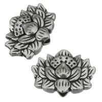 Бусины из цинкового сплава в форме цветка, цинковый сплав, Lotus, эмаль, серебряный отверстие:Приблизительно 1.5mm, продается PC