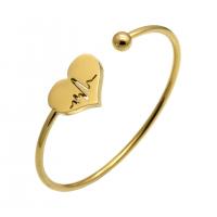 Stainless Steel Cuff Bangle, Heart, plated, for woman 16mm, 2.5mm, Inner Approx 57mm 
