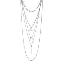 aleación de zinc Gargantilla, chapado en color de plata, multicapa & cadena oval & para mujer, longitud:aproximado 12.2 Inch, Vendido por Sarta