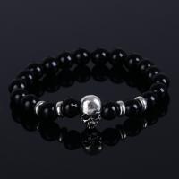Zinc Alloy Bracelet, with Gemstone, Skull, antique silver color plated & Unisex & anti-fatigue Approx 7.49 Inch 