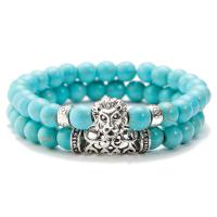 Zinc Alloy Bracelet, with Gemstone, Lion, antique silver color plated & Unisex, 8mm Approx 7.49 Inch 