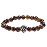 Zinc Alloy Bracelet, with Tiger Eye, Lion, plated, Unisex & anti-fatigue 8mm Approx 7.49 Inch 
