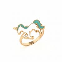 Enamel Zinc Alloy Finger Ring, Unicorn, gold color plated, for woman, US Ring 
