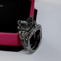 Zinc Alloy Finger Ring, gun black plated, micro pave cubic zirconia & for woman, US Ring 