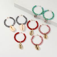 Zinc Alloy Hoop Earring, with Acrylic, Shell, fashion jewelry & for woman 3.2cmx5cm 