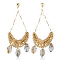 Zinc Alloy Drop Earring, with Shell, real gold plated, for woman, 115*54mm 