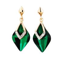 Zinc Alloy Rhinestone Drop Earring, with Crystal, gold color plated, for woman & with rhinestone 15*37mm 