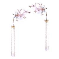Hair Clip, Zinc Alloy, with Crystal & Plastic Pearl, Flower, plated, for woman & with rhinestone 95*170mm 