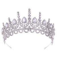 Bridal Tiaras, Zinc Alloy, with Crystal, platinum color plated, for bridal & with rhinestone, 330*65mm 