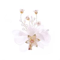 Alligator Hair Clip, Zinc Alloy, with Plastic Pearl, Flower, real gold plated, for woman, 95*95mm 