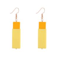 Zinc Alloy Drop Earring, with Wood, Rectangle, real gold plated, for woman 57mm 