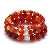 Red Agate Bracelets, plated, Unisex .4 Inch 