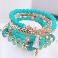 Zinc Alloy Crystal Bracelets, with Crystal, gold color plated, 4 pieces & for woman 170mm 
