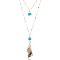 Shell Zinc Alloy Necklace, with Shell, gold color plated, multilayer & for woman, golden 