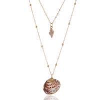Цинкового сплава ожерелье, цинковый сплав, с Ракушка, плакирован золотом, многослойный & Женский, Золотой, продается Strand