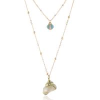 Цинкового сплава ожерелье, цинковый сплав, с Ракушка, плакирован золотом, многослойный & Женский, Золотой, продается Strand
