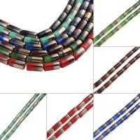 Perlas de cristal de moda, Columna, chapado en colorido, más colores para la opción, 10x20mm, agujero:aproximado 2mm, aproximado 17PCs/Sarta, Vendido por Sarta