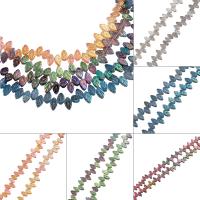 Perlas de cristal de moda, Hoja, chapado en colorido, más colores para la opción, 7x11x3mm, agujero:aproximado 0.7mm, aproximado 100PCs/Sarta, Vendido por Sarta