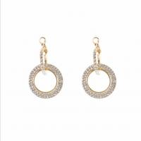 Zinc Alloy Huggie Hoop Drop Earring, plated, for woman & with rhinestone 45mm 