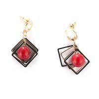 Plastic Pearl Zinc Alloy Earring, with ABS Plastic Pearl, Geometrical Pattern, plated, Korean style & for woman 38mm 