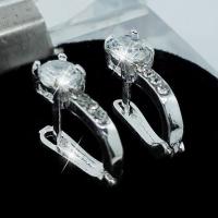 Zinc Alloy Leverback Earring, silver color plated, micro pave cubic zirconia & for woman 